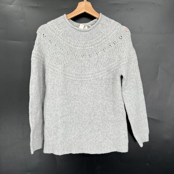 NEW Caslon fisherman sweater roll neck pullover thick stretch heather gray XS - Picture 2 of 9
